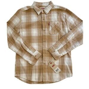 NWT Levi’s Plaid Flannel Button Down Camel Kids Large